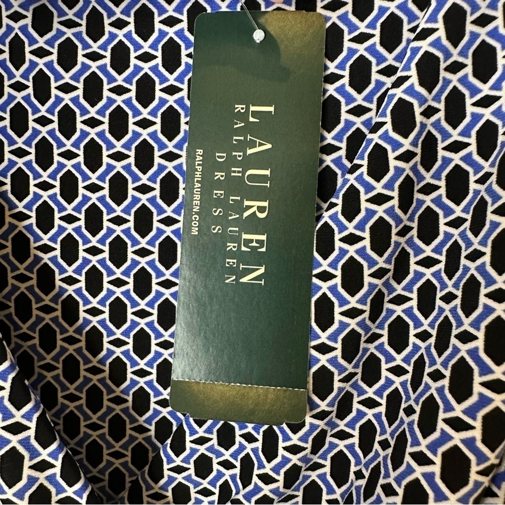 Lauren Ralph Lauren blue essentials geometric V neck dress women’s size 4 - Picture 7 of 14